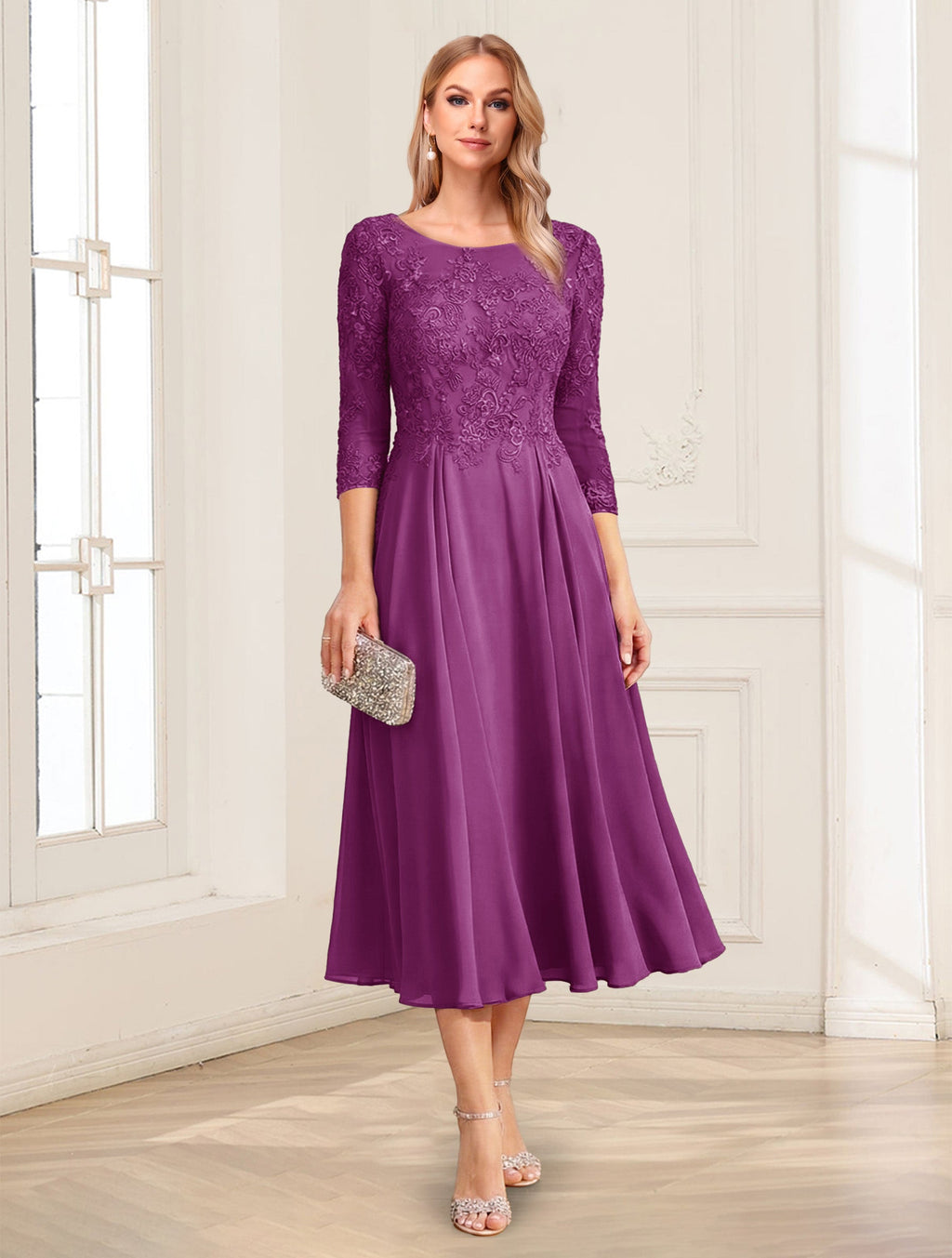 Zorina Lane Orchid front view mother of the bride dress