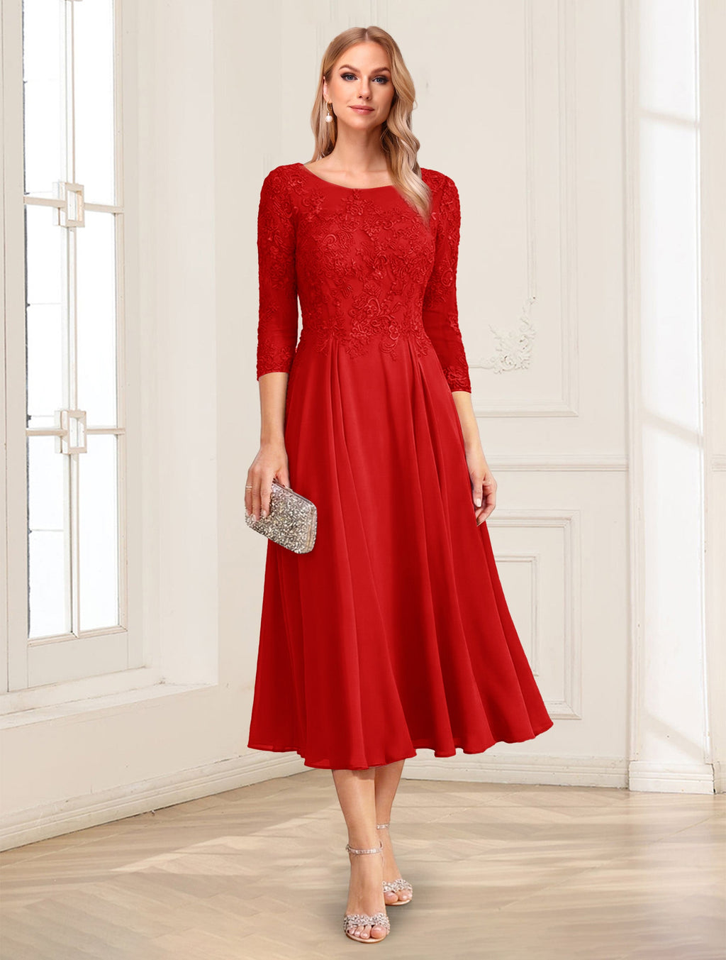 Zorina Lane Red front view mother of the bride dress
