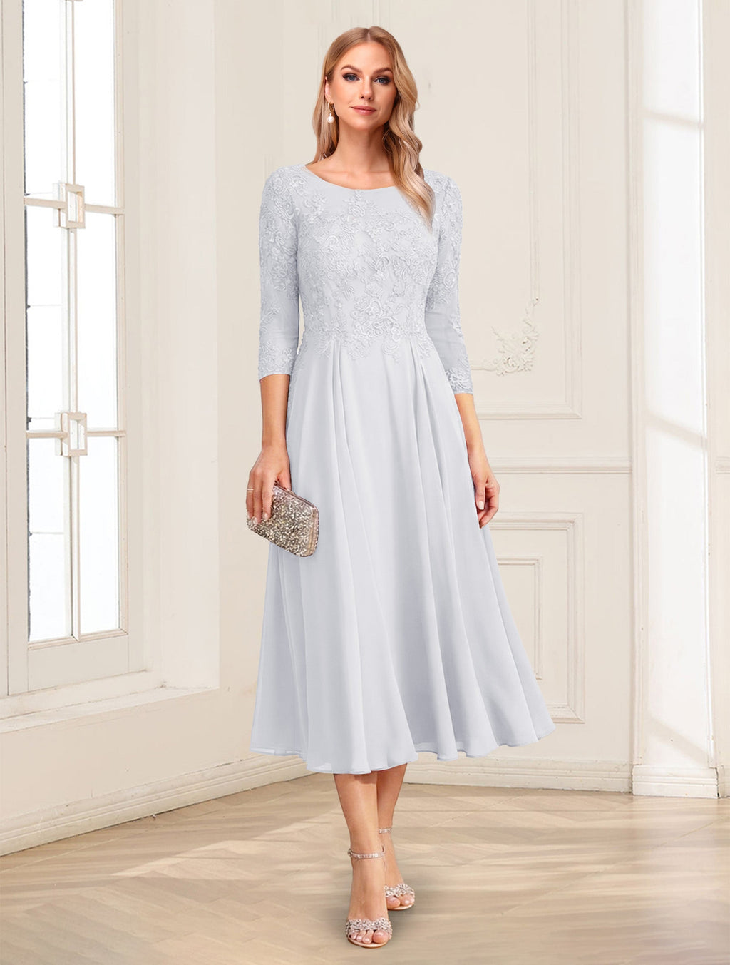 Zorina Lane White front view mother of the bride dress