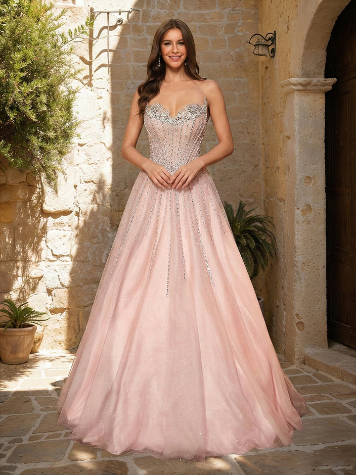 Briallen Hope Blush front view prom dress