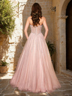 Briallen Hope Blush back view prom dress