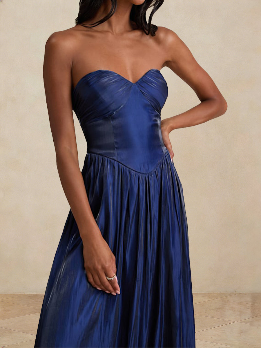 Aurembia Skye Navy Blue side view prom dress