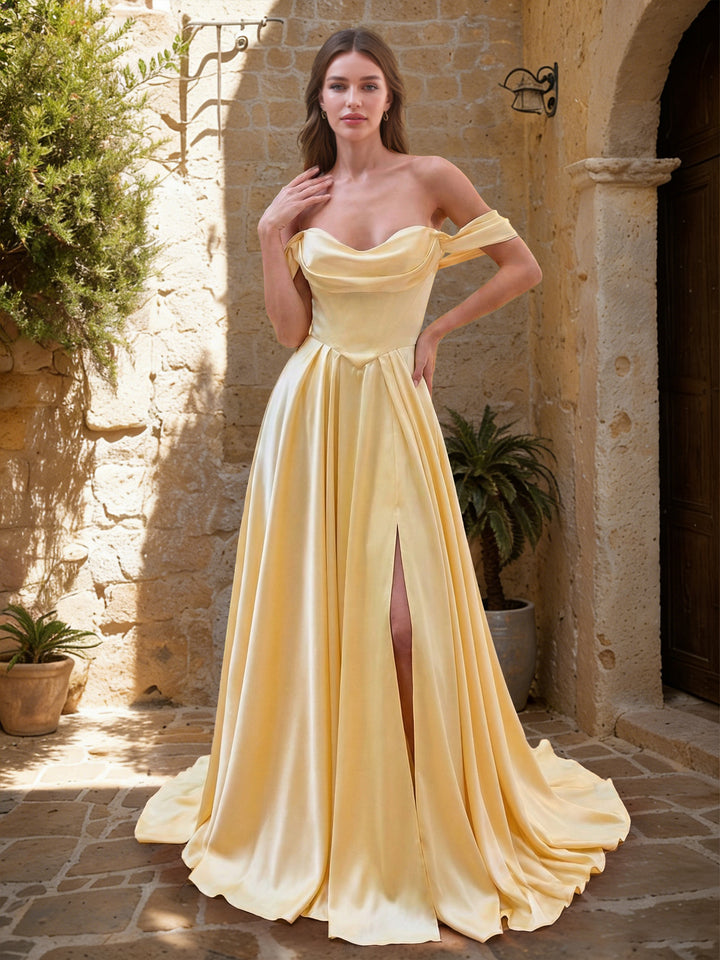 Xylina Grace Yellow front view prom dress