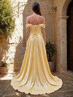 Xylina Grace Yellow back view prom dress