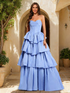 Tivienne Rose Sky Blue front view prom dress