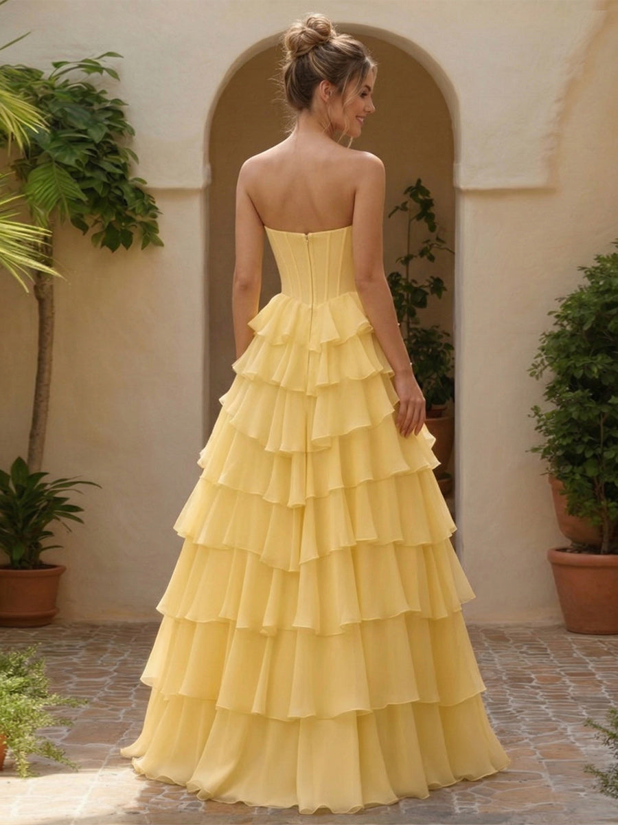 Seraphina Lake Yellow back view prom dress