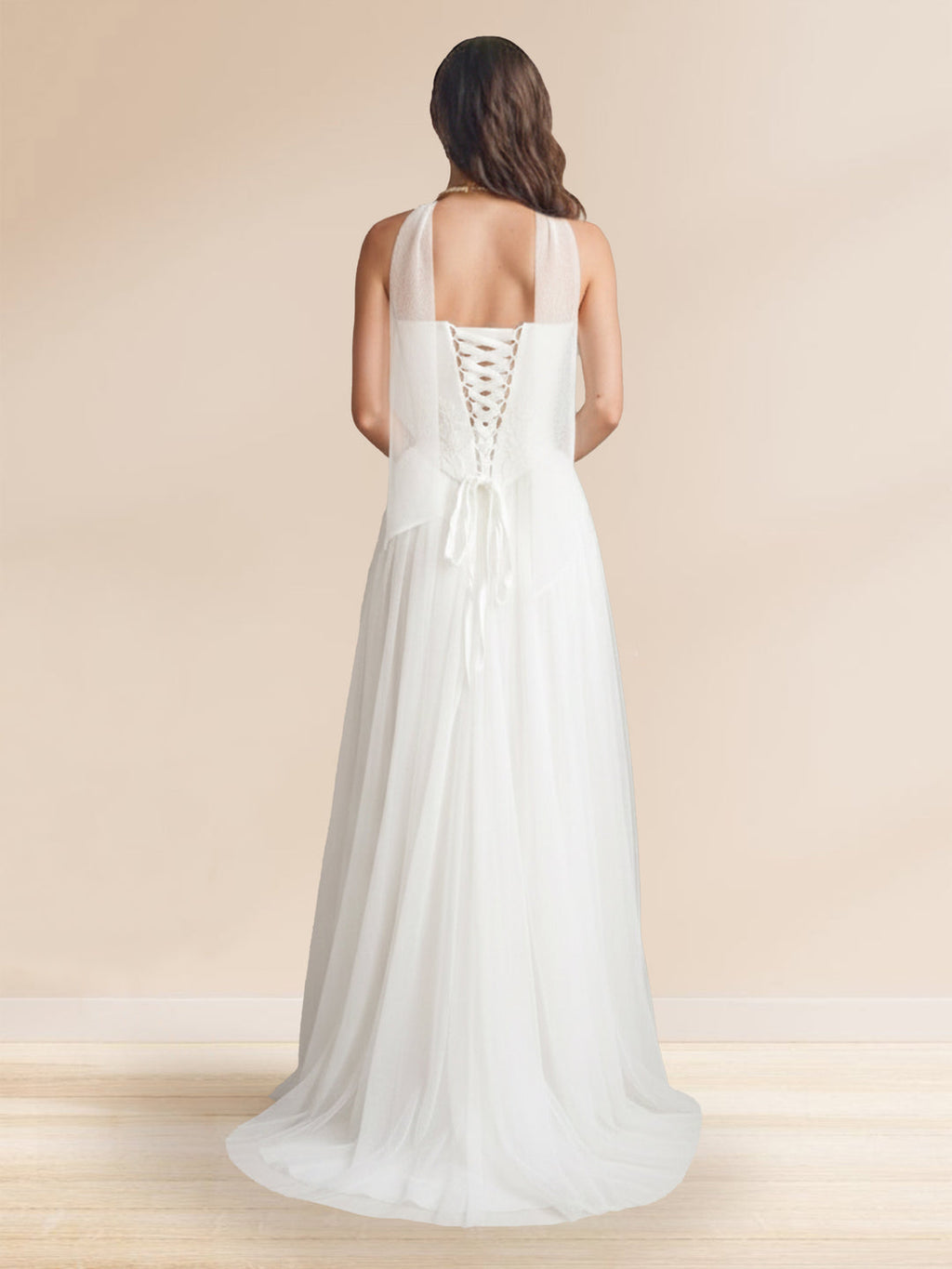 Rosalind Mae White back view prom dress