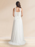 Rosalind Mae White back view prom dress