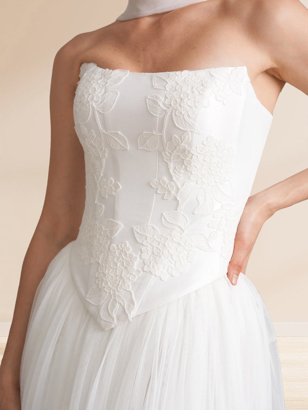 Rosalind Mae White side view prom dress