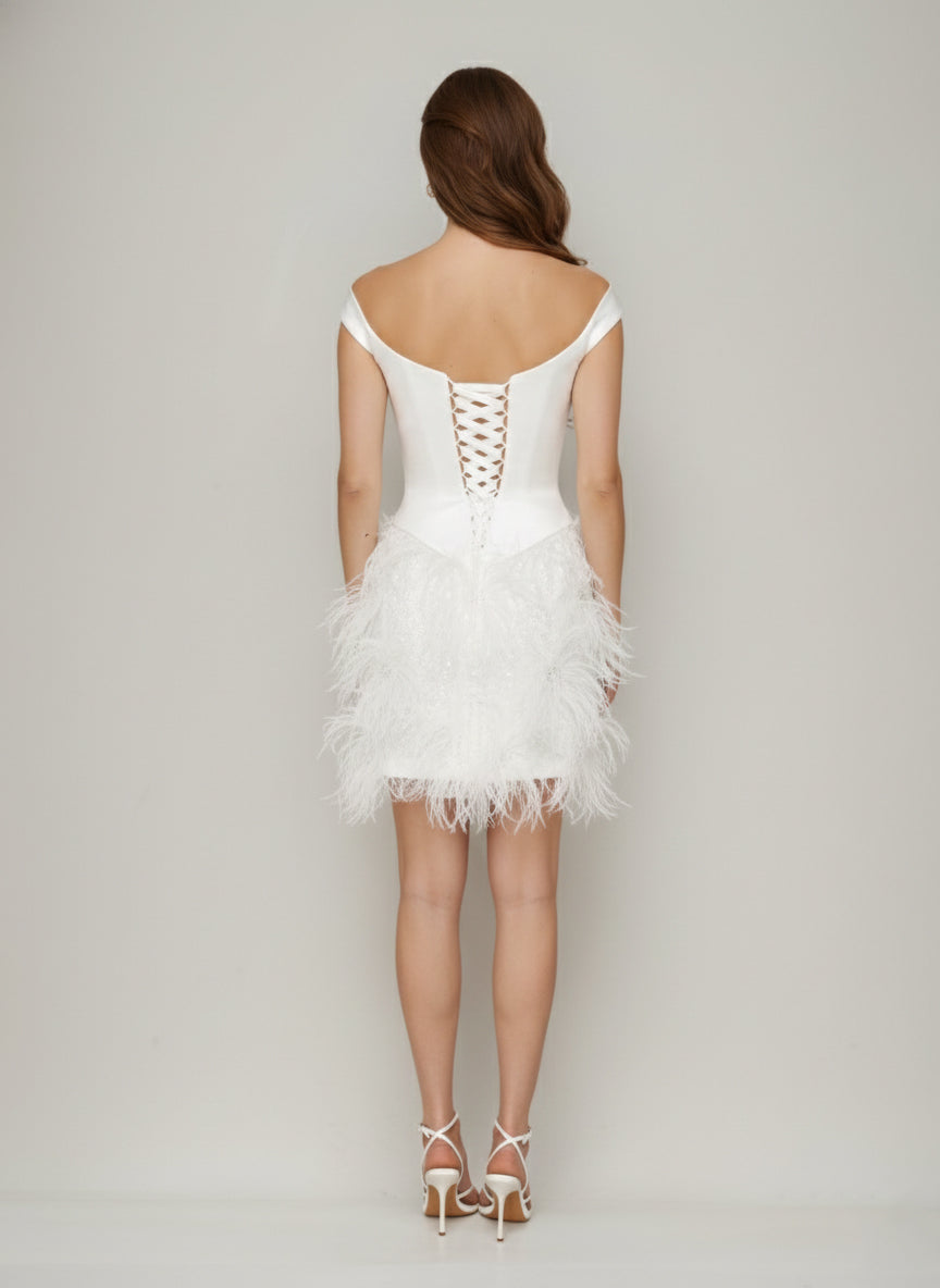 Quenara Jean White back view prom dress