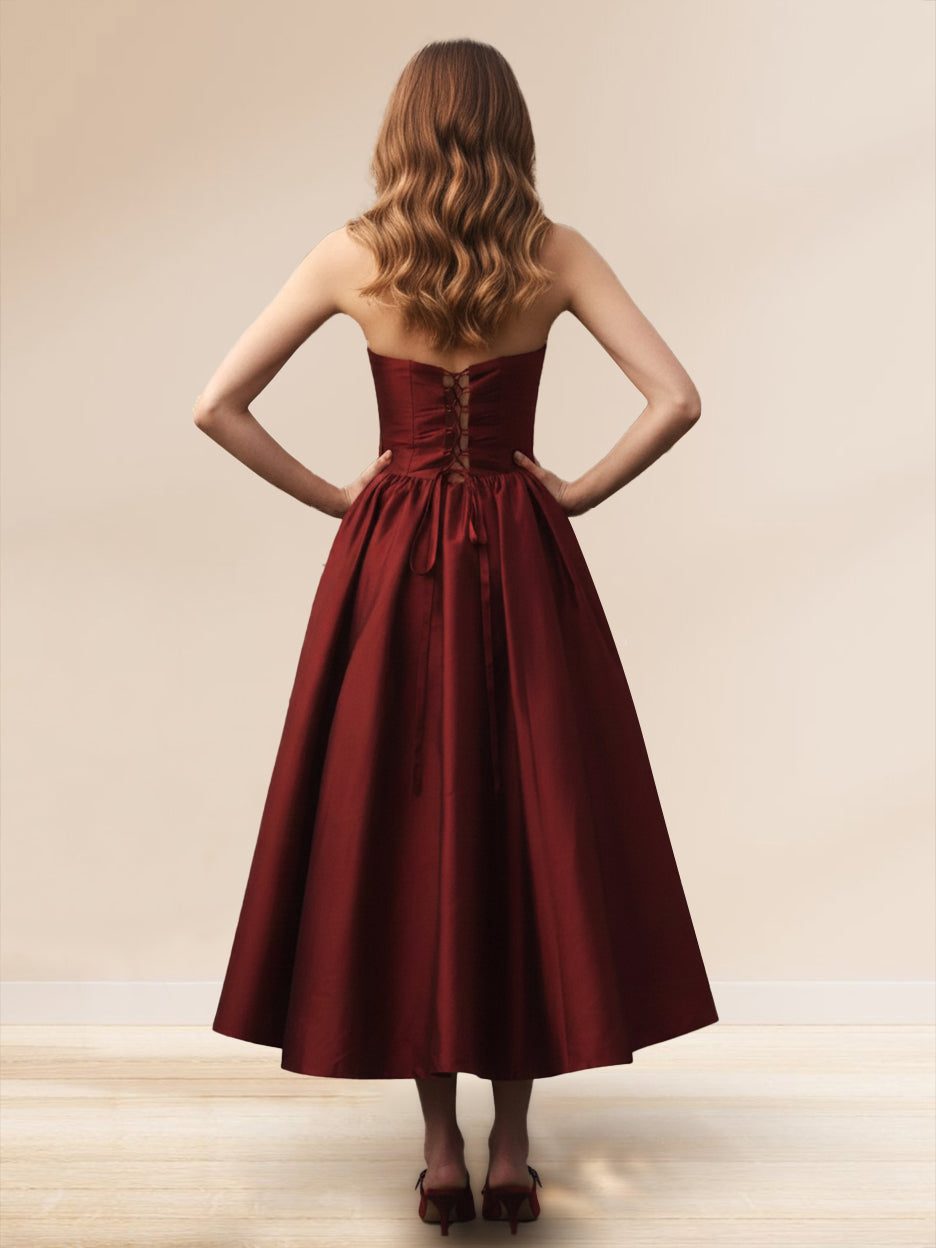 Phaedria Lux Burgundy back view prom dress