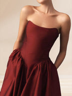 Phaedria Lux Burgundy side view prom dress