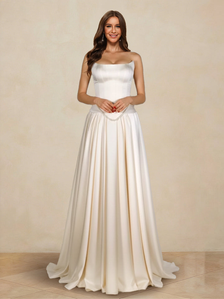 Kalista Snow Ivory front view prom dress