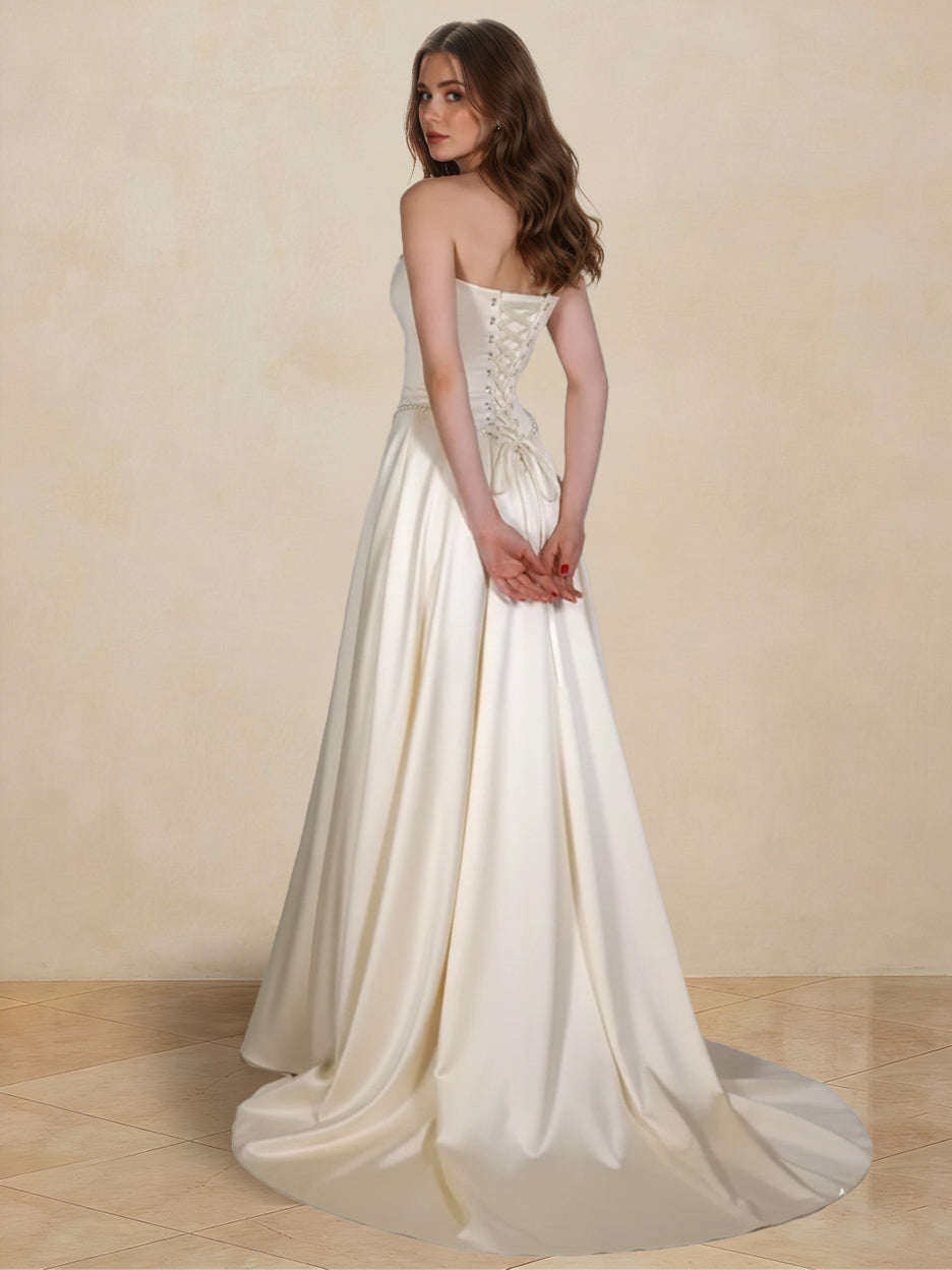 Kalista Snow Ivory back view prom dress