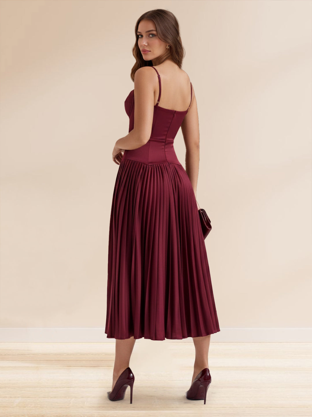Jessalyn Cove Burgundy back view prom dress