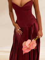 Jessalyn Cove Burgundy side view prom dress