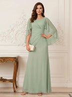 Thea Mirren Sage Green front view mother of the bride dress