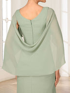 Thea Mirren Sage Green side view mother of the bride dress