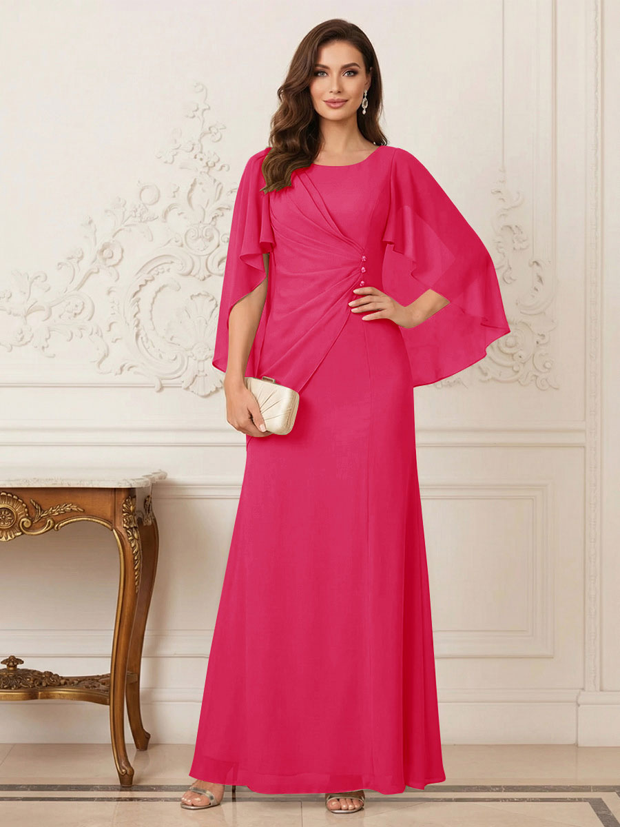 Thea Mirren Fuchsia back view mother of the bride dress