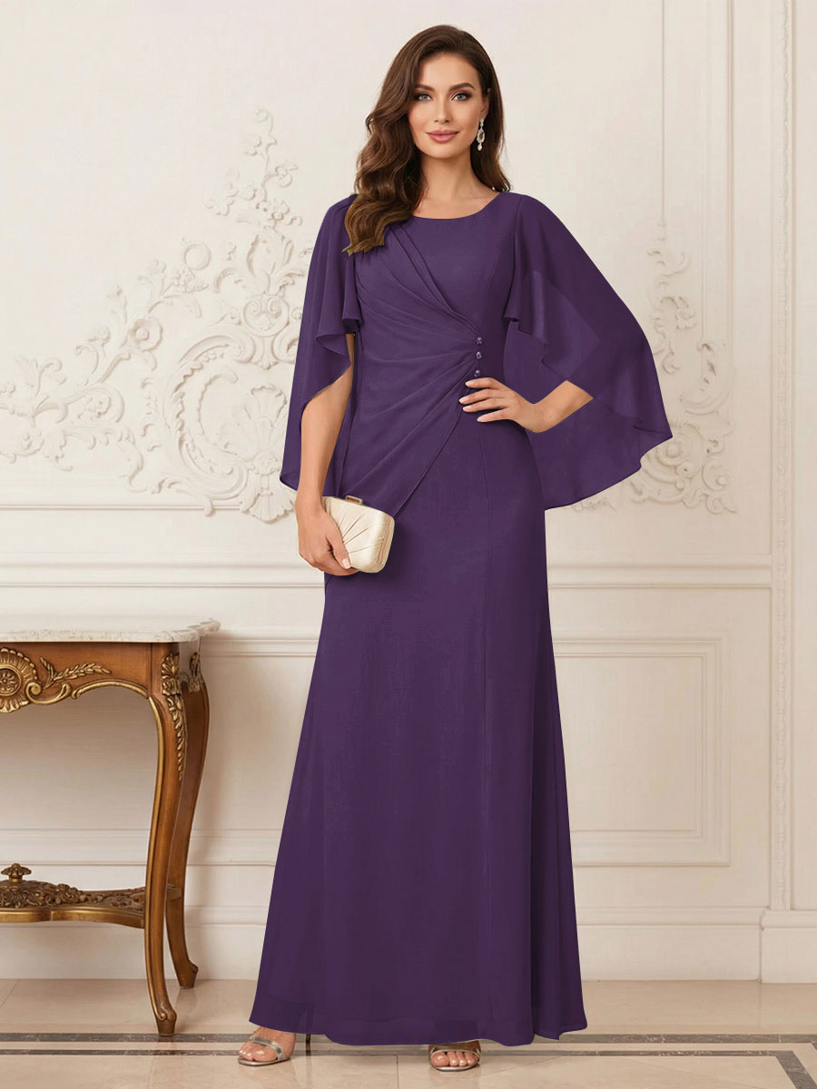 Thea Mirren Grape front view mother of the bride dress