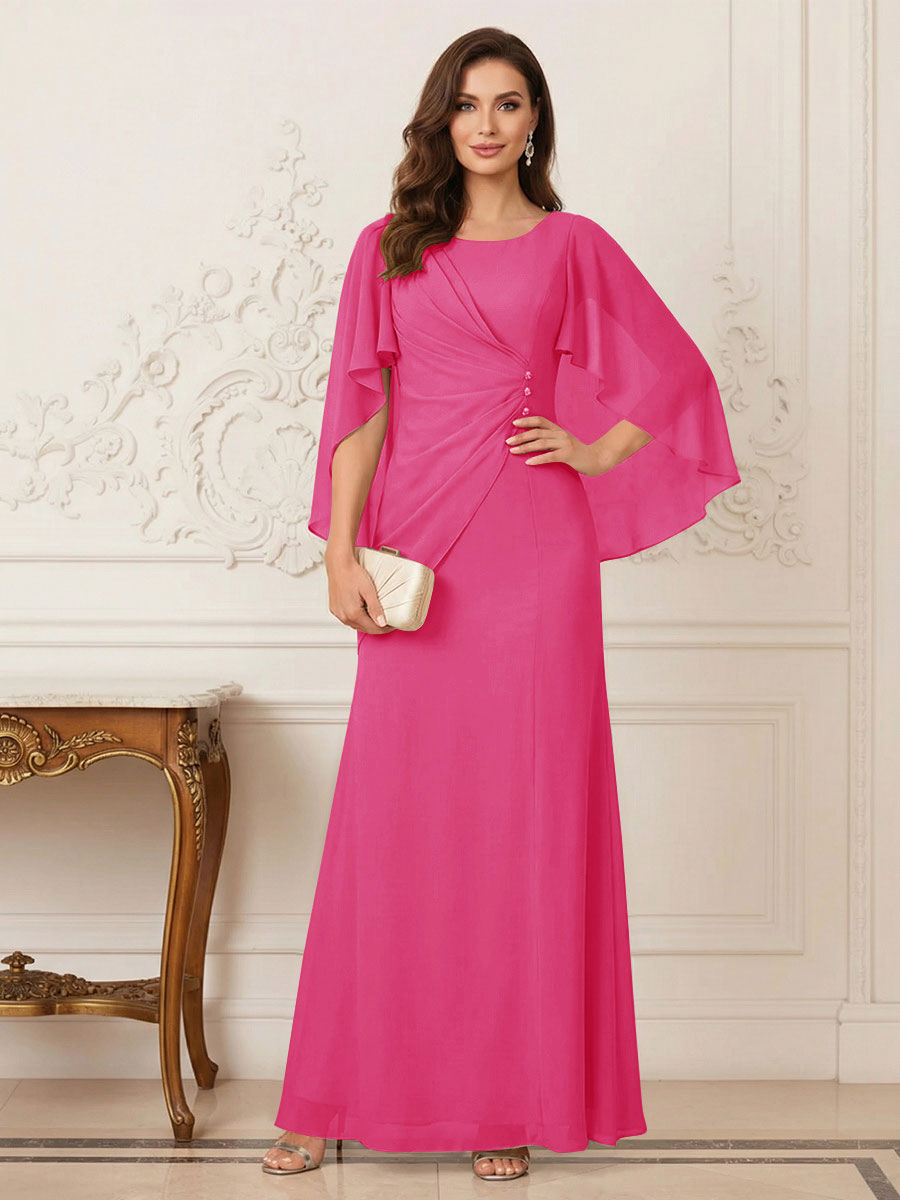 Thea Mirren Hot Pink front view mother of the bride dress