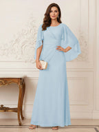 Thea Mirren Sky Blue front view mother of the bride dress