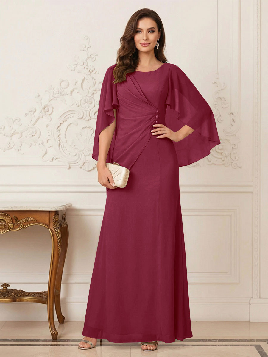 Thea Mirren Burgundy front view mother of the bride dress