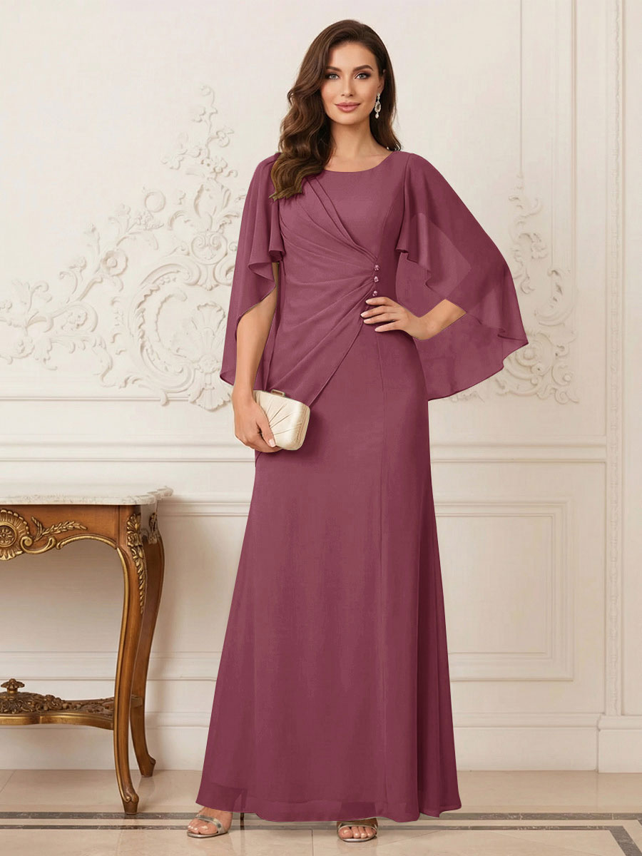 Thea Mirren Plum front view mother of the bride dress