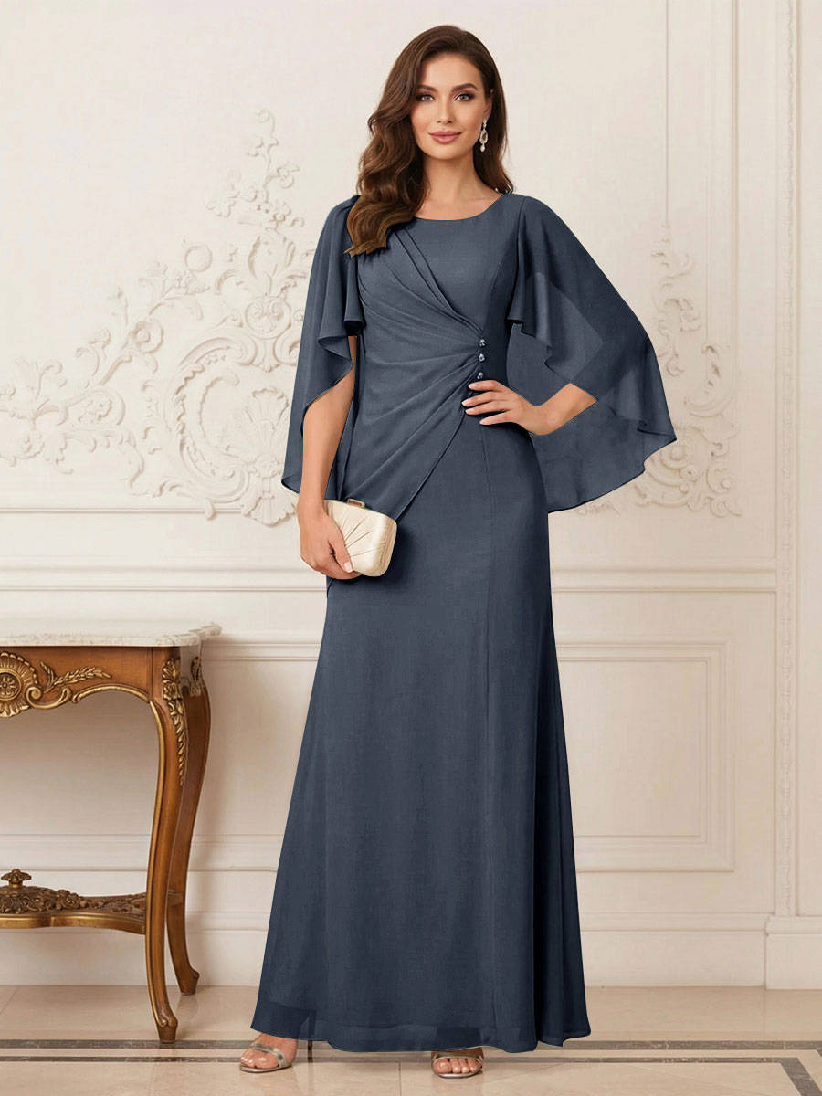 Thea Mirren Navy Blue front view mother of the bride dress