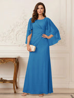 Thea Mirren Ocean Blue front view mother of the bride dress