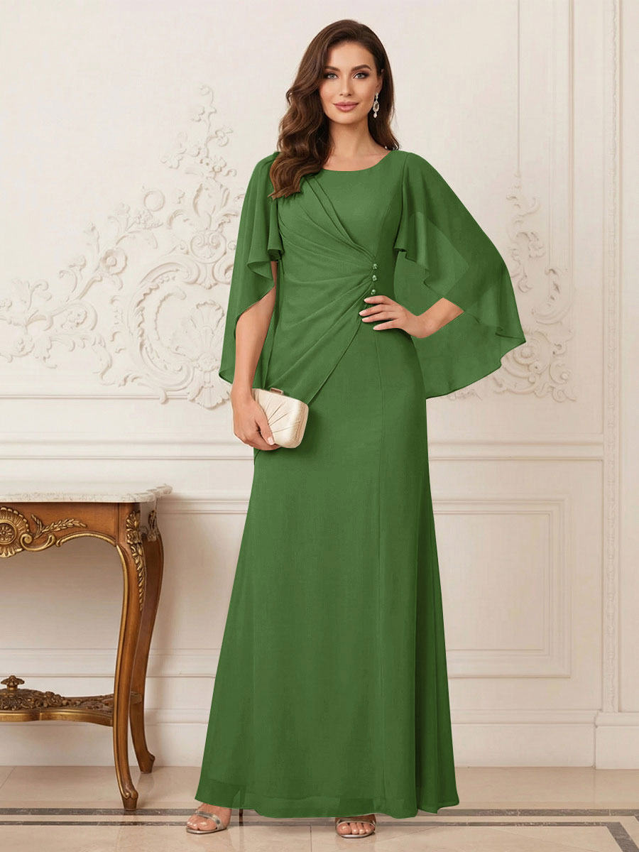 Thea Mirren Olive Green front view mother of the bride dress