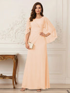 Thea Mirren Peach front view mother of the bride dress