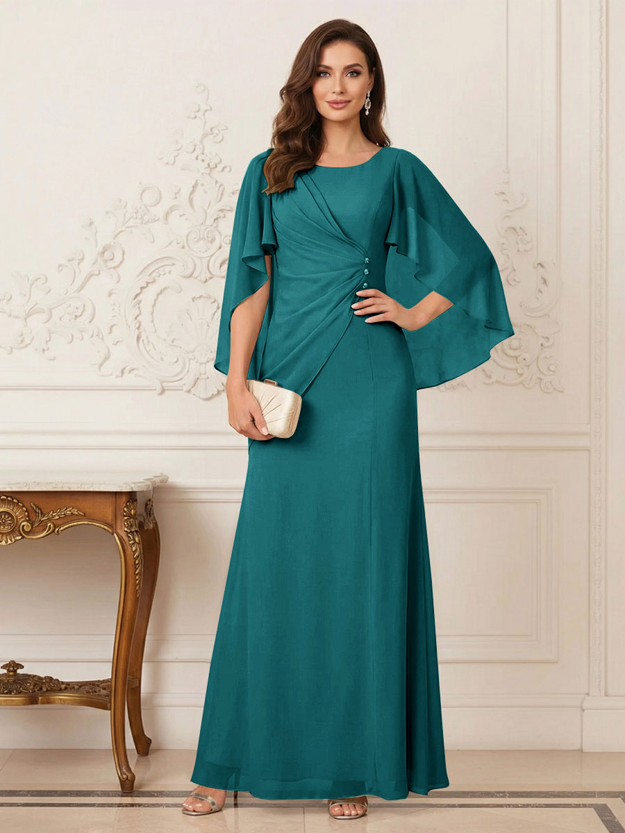 Thea Mirren Peacock front view mother of the bride dress