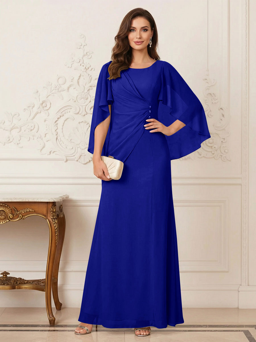 Thea Mirren Royal Blue side view mother of the bride dress
