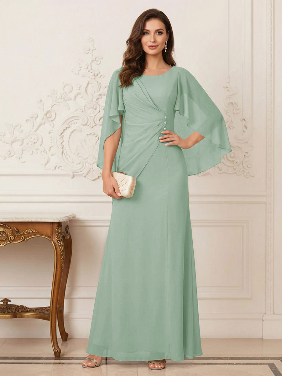 Thea Mirren Sage Green fabric detail mother of the bride dress