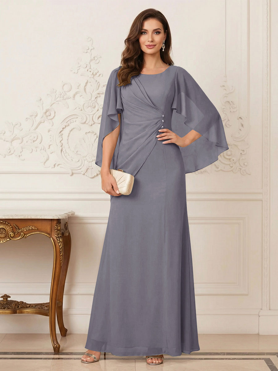 Thea Mirren Steel Grey front view mother of the bride dress