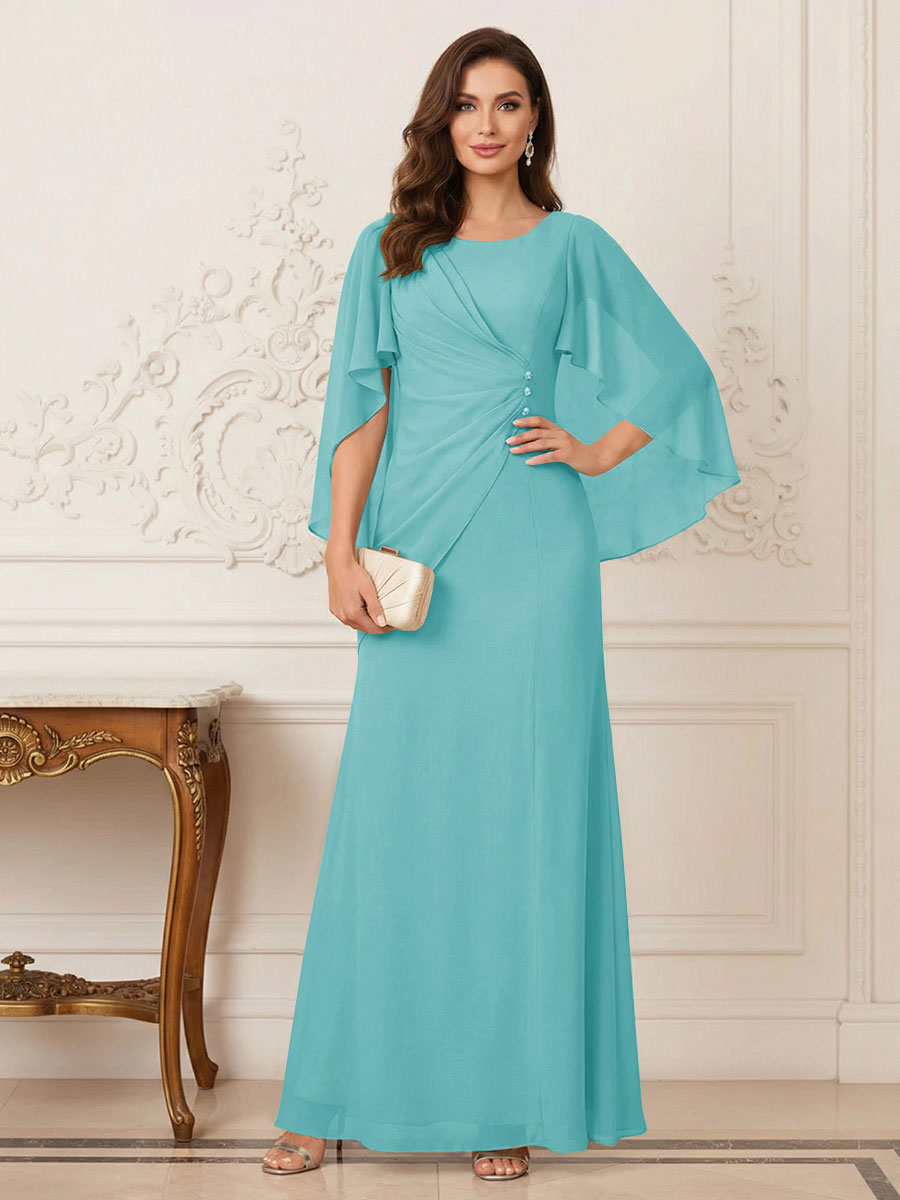Thea Mirren Pool Blue back view mother of the bride dress