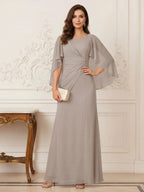 Thea Mirren Taupe front view mother of the bride dress