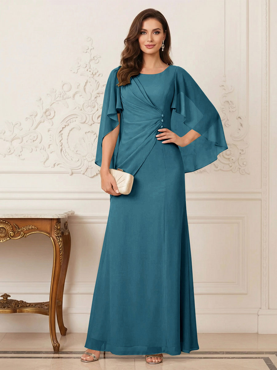 Thea Mirren Teal front view mother of the bride dress