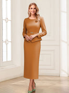 Philippa Moon Burnt Orange front view mother of the bride dress
