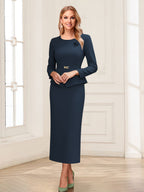 Philippa Moon Navy Blue back view mother of the bride dress