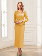 Philippa Moon Gold front view mother of the bride dress