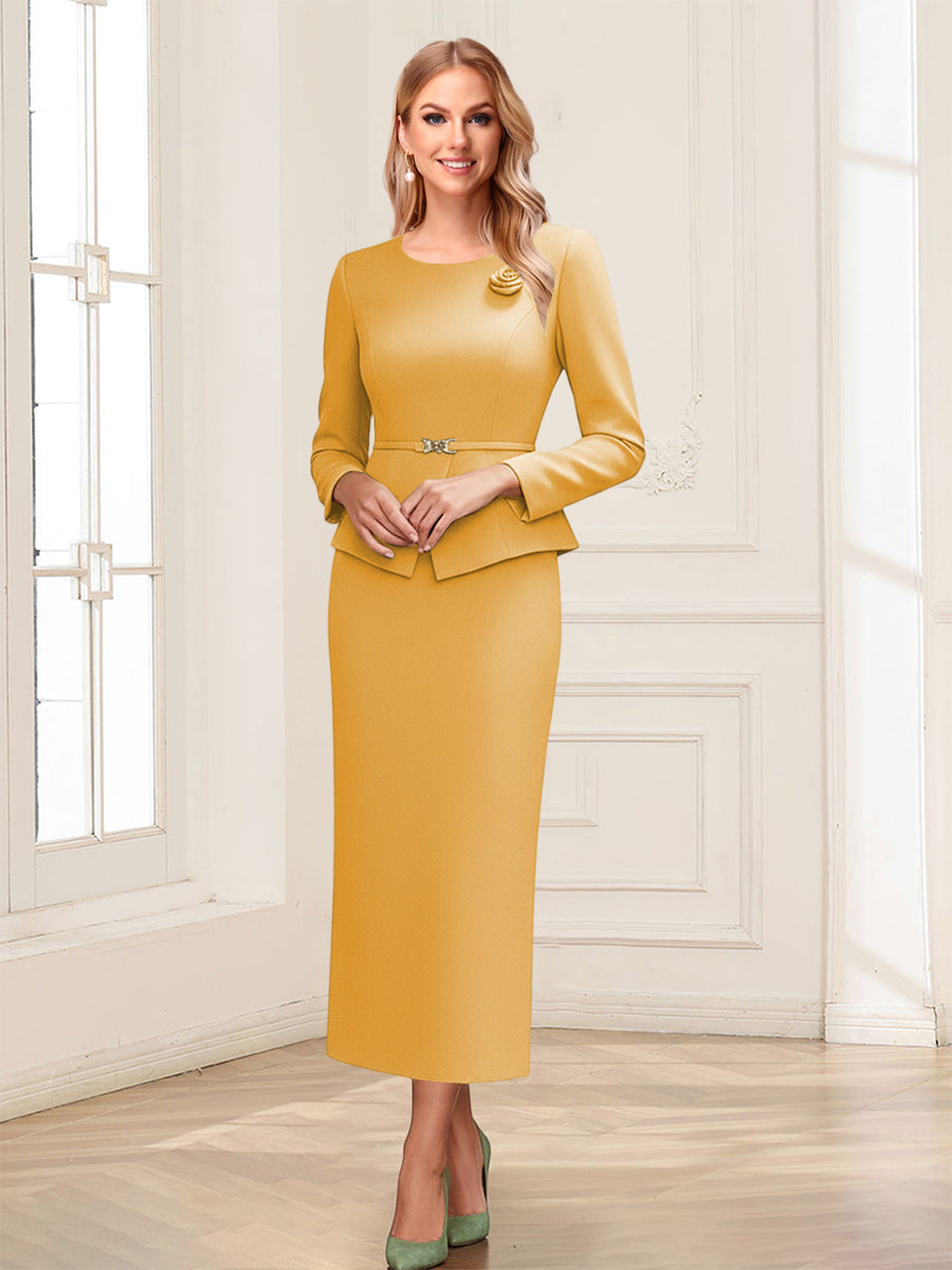 Philippa Moon Gold front view mother of the bride dress