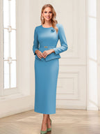 Philippa Moon Ocean Blue front view mother of the bride dress
