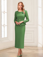 Philippa Moon Olive Green front view mother of the bride dress