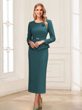 Philippa Moon Teal front view mother of the bride dress