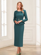 Philippa Moon Teal front view mother of the bride dress