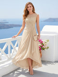 Rosa Pearl Champagne front view mother of the bride dress