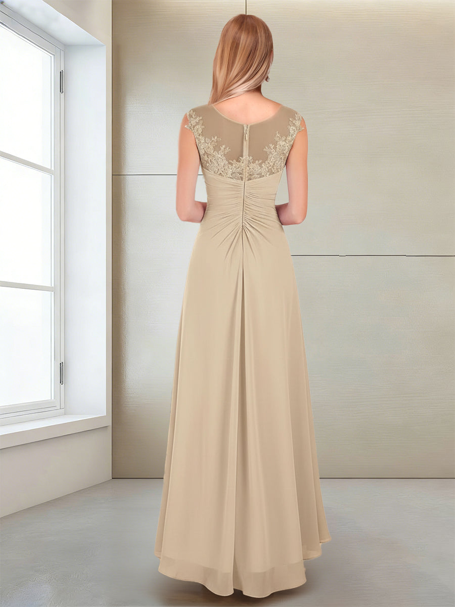 Rosa Pearl Champagne back view mother of the bride dress