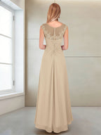 Rosa Pearl Champagne back view mother of the bride dress